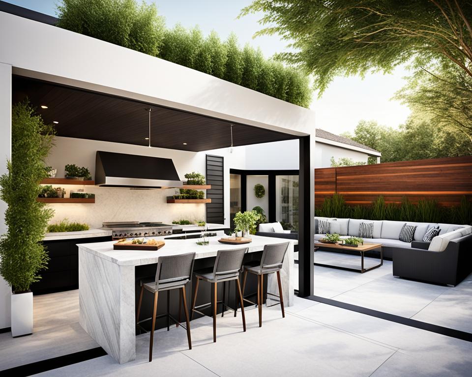 modern backyard kitchen