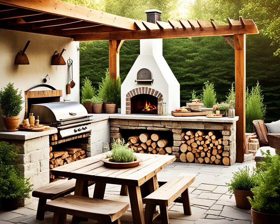 rustic backyard kitchen