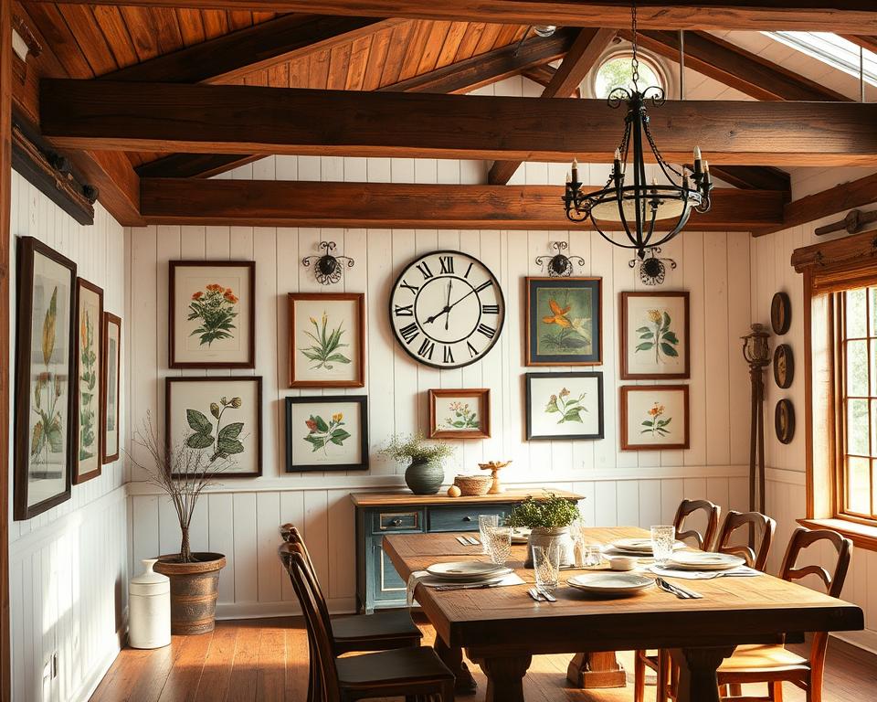 Vintage wall decor in dining room