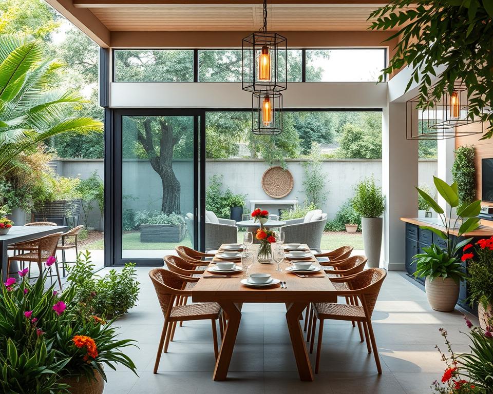 indoor-outdoor dining room