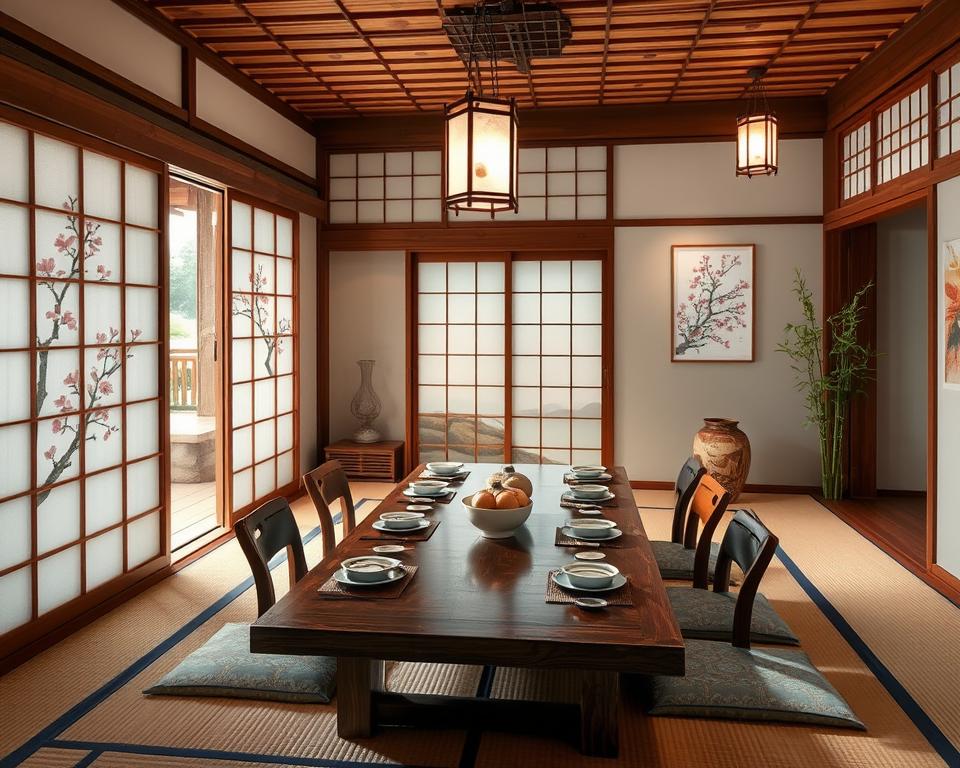 japanese art in dining room