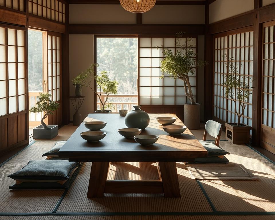 natural elements in dining room