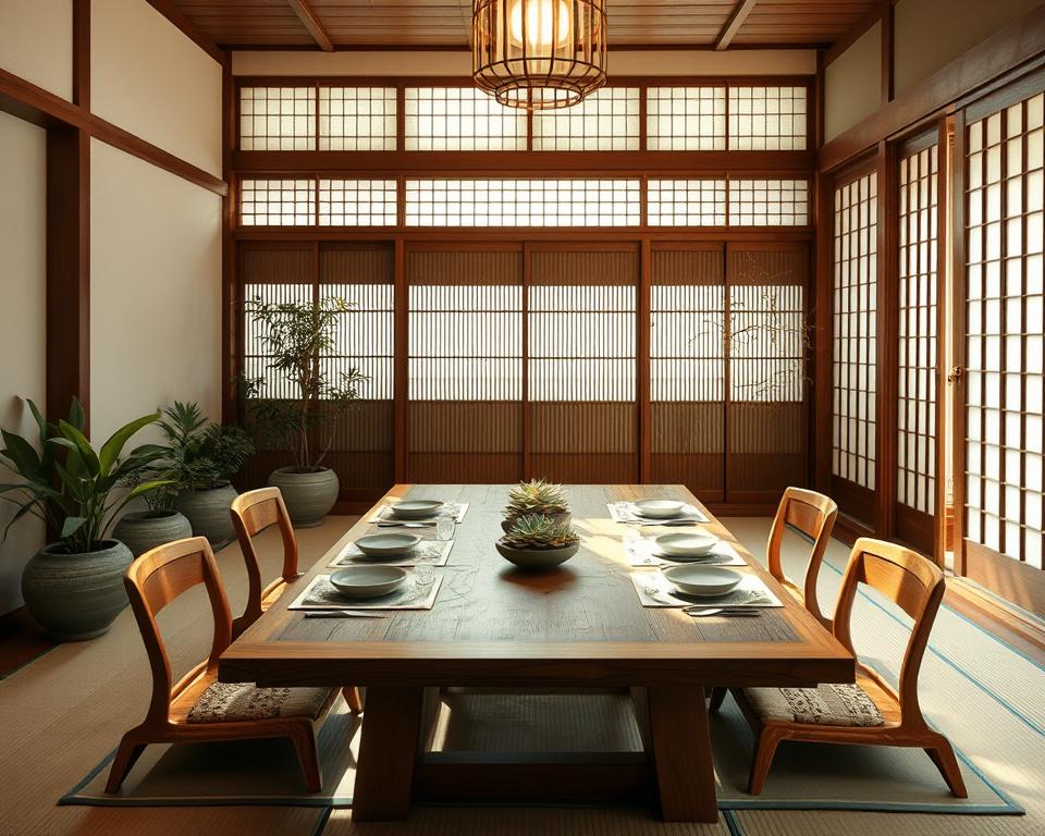 natural elements in dining room